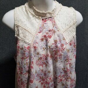 Taylor & Sage Women's Blouse Size XL Floral Lace Accents Sleeveless
